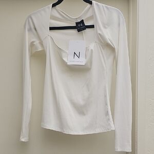 Naked Wardrobe White Fitted Cut Out Blouse